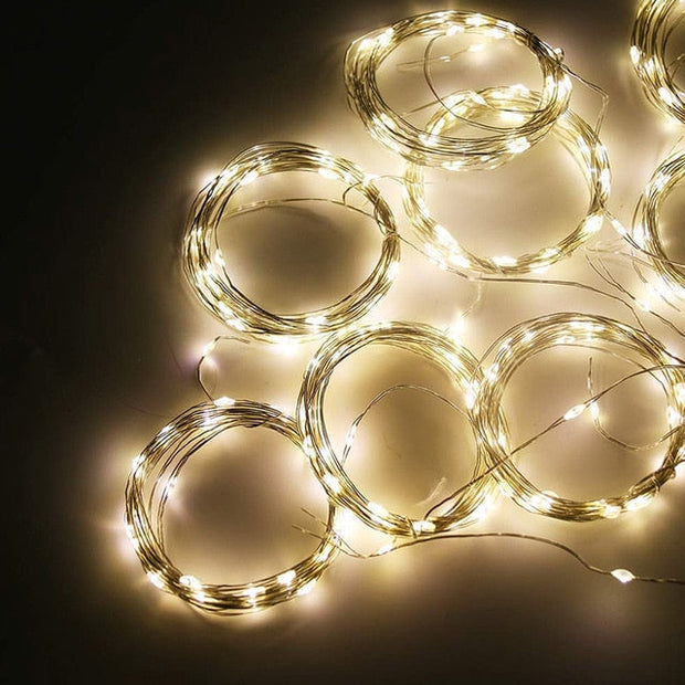 LED Curtain Lamp Garland White Copper String Light