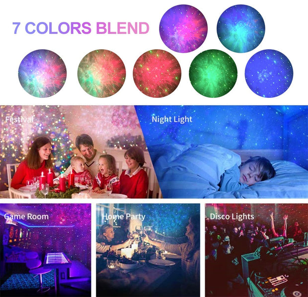 Laser Galaxy Starry Sky Projector Rotating Water Waving Night Light