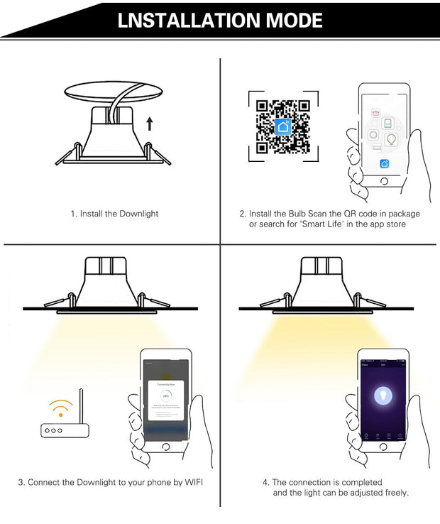 LED Downlight WiFi TUYA Smart Life Dimming Spot Bluetooth Lamp