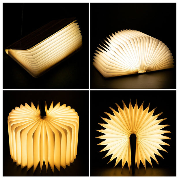 LED Wooden Book Lamp Night Lights Children USB