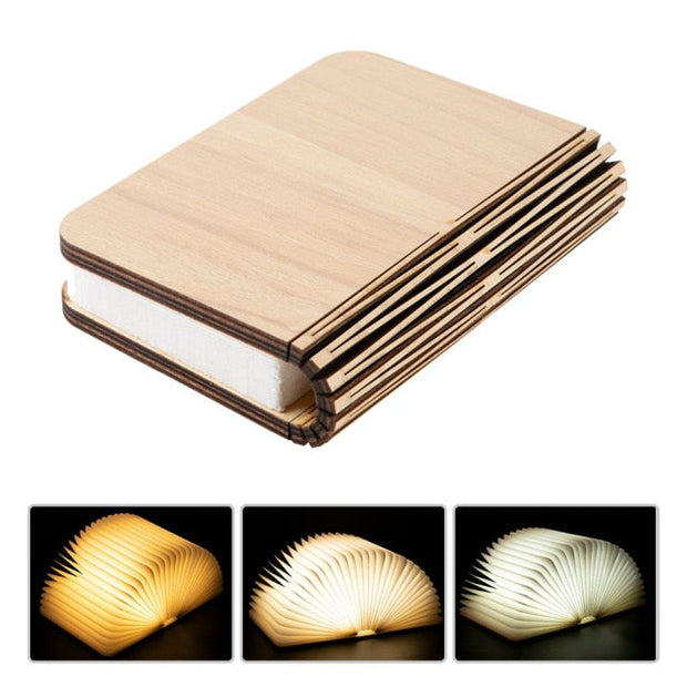 LED Wooden Book Lamp Night Lights Children USB