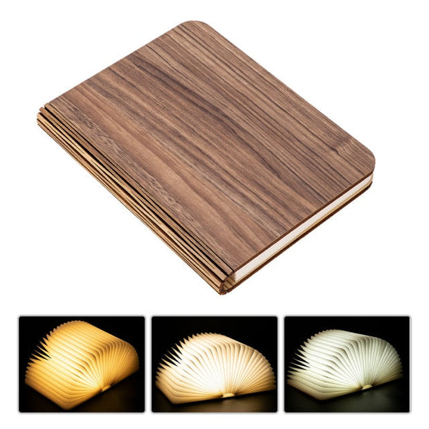 LED Wooden Book Lamp Night Lights Children USB