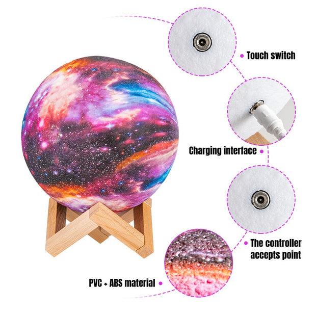 3D Printing Galaxy Moon Lamp Moon Night Light
