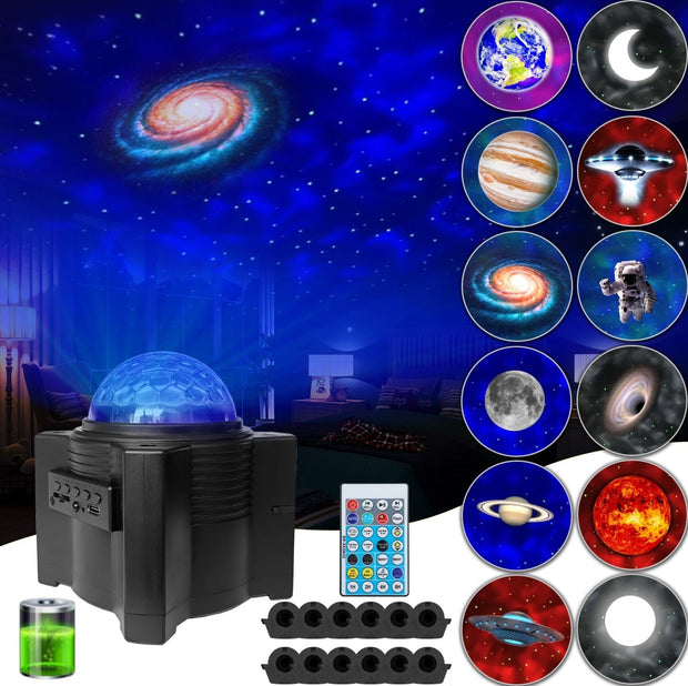 Rechargeable Galaxy Star Projector 12 Planet Moon Projector