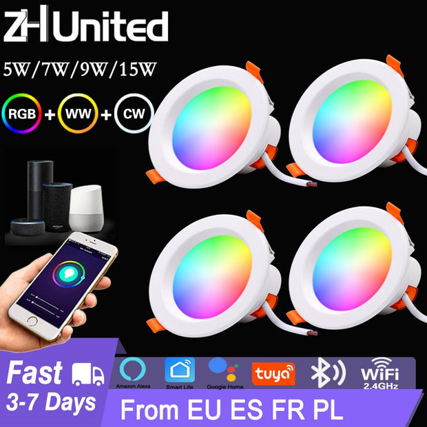 LED Downlight WiFi TUYA Smart Life Dimming Spot Bluetooth Lamp