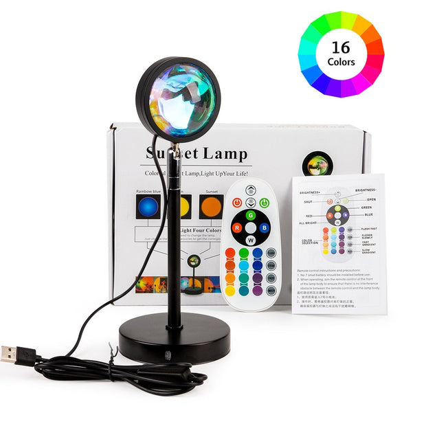 16 Colors Sunset Lamp Led Projector Night Light Living Room