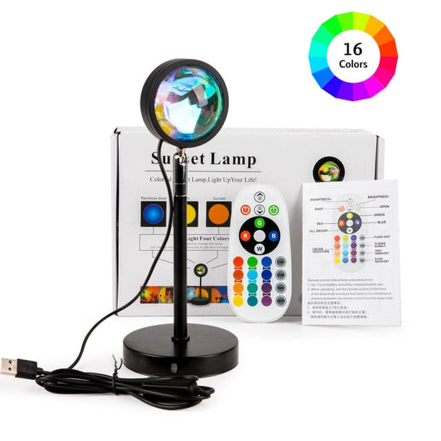 16 Colors Sunset Lamp Led Projector Night Light Living Room