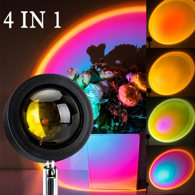 16 Colors Sunset Lamp Led Projector Night Light Living Room